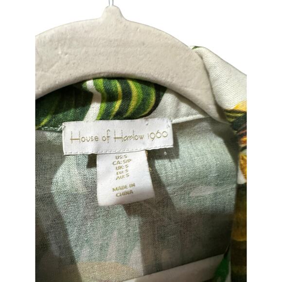 House of Harlow 1960 Women's Linen Blend Tropical Print Dress Size Small Revolve - Picture 5 of 9